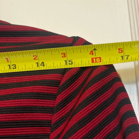 Red and navy striped blazer with ruched sleeves from Have, size medium - Picture 6 of 8